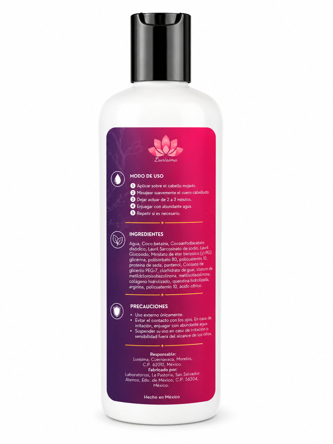 Shampoo brillo luminoso Lunisima libre de parabenos