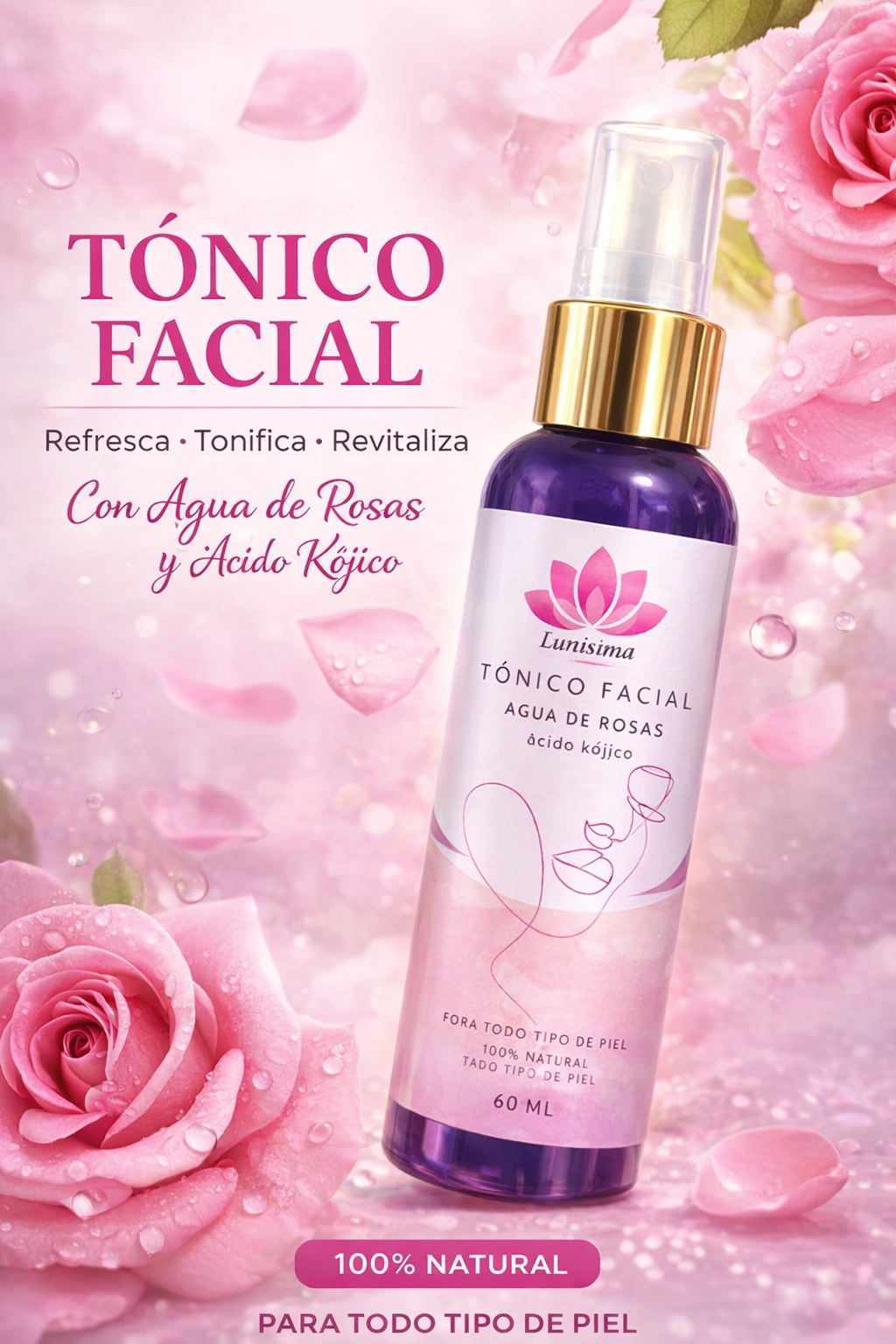 Tónico Facial Lunísima con ácido Kojico